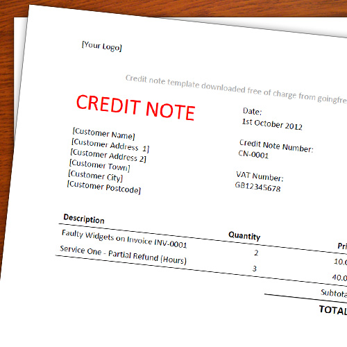 A Free Credit Note / Memo Template for Freelancers